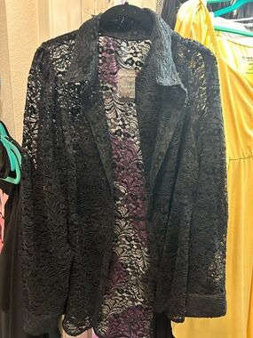torrid Black Lace Open Front Blazer